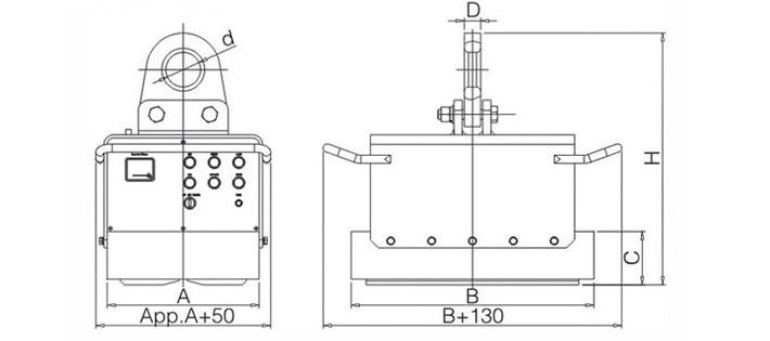 充電式電永磁起重器結(jié)構(gòu)尺寸圖片 充電式電永磁起重器結(jié)構(gòu)尺寸圖片