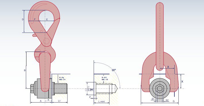 DSH+C型旋轉(zhuǎn)吊環(huán)螺絲結(jié)構(gòu)尺寸圖片