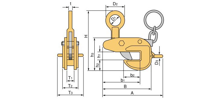 世霸HLC-U型橫吊夾具結構尺寸圖片 世霸HLC-U型橫吊夾具結構尺寸圖片