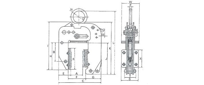鷹牌EWPA型面板用夾具結構尺寸圖片