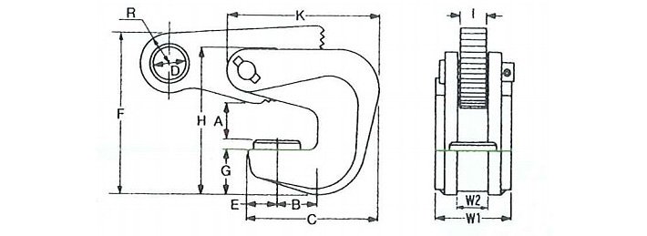 VAS型型鋼橫吊鋼板鉗結(jié)構(gòu)尺寸圖片 VAS型型鋼橫吊鋼板鉗結(jié)構(gòu)尺寸圖片