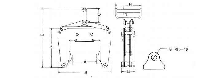 ECH型鷹牌混凝土制品吊夾具結(jié)構(gòu)尺寸圖片 ECH型鷹牌混凝土制品吊夾具結(jié)構(gòu)尺寸圖片