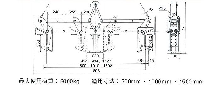 鷹牌EVGA型可變邊溝用夾具尺寸圖片 鷹牌EVGA型可變邊溝用夾具尺寸圖片