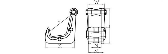 HHC型橫吊鋼板吊具結(jié)構(gòu)尺寸圖 HHC型橫吊鋼板吊具結(jié)構(gòu)尺寸圖